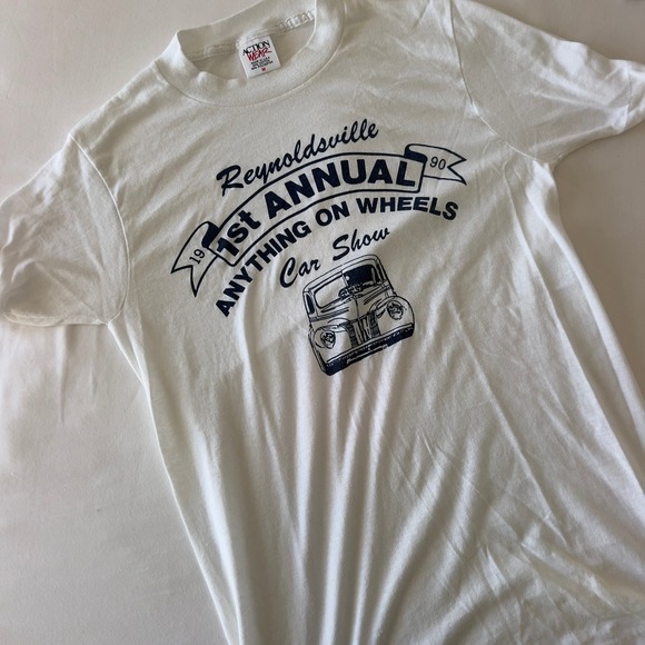 Action Wear Other - Vintage 1990 Reynoldsville Car Show Graphic T-Shirt White Action Wear USA Made M